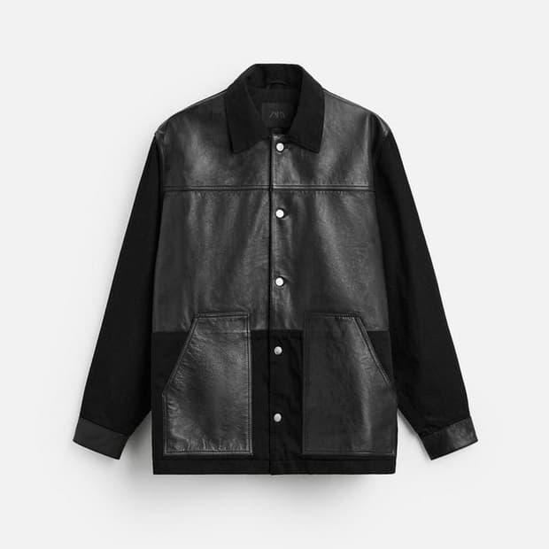 ZARA - 레더 데님 믹스 자켓