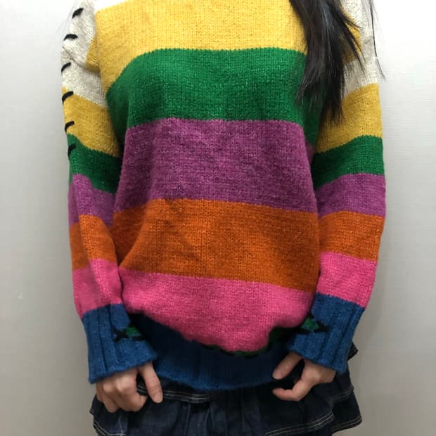 빈티지 비비드 컬러 스프라이트 니트