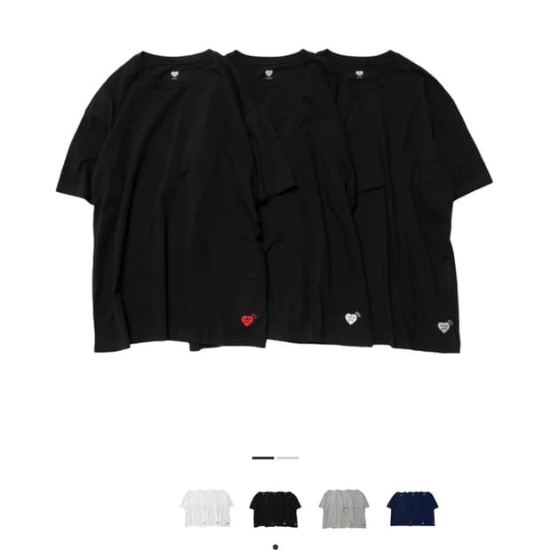 새상품)휴먼메이드 3팩 티셔츠 블랙 M