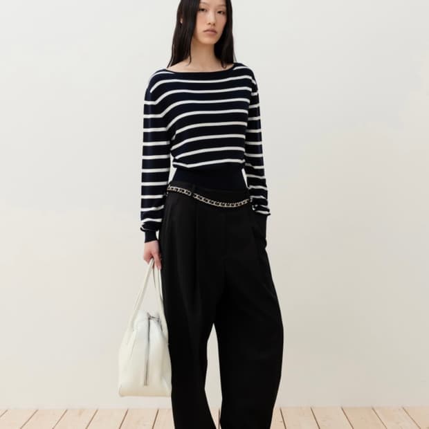 오르 실크 블랜드 풀오버 네이비