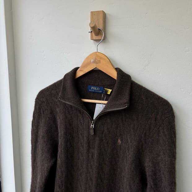 15416 - 폴로 랄프로렌 브라운 케이블 반집업 니트