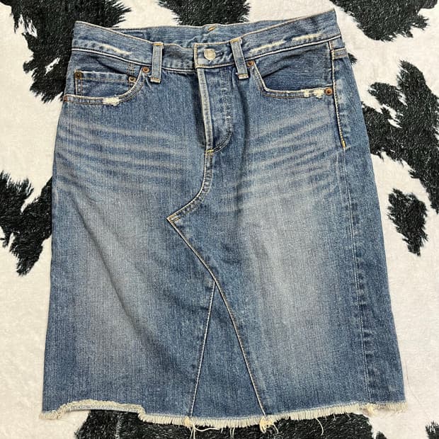 United Arrows Pink Label 데님 미디 스커트