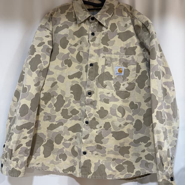 칼하트 덕 카모 셔츠 자켓 데저트 스톤 워시드 M