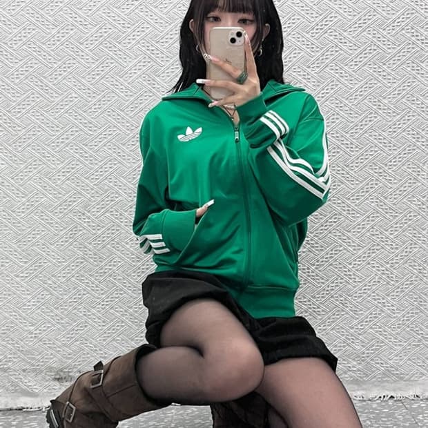 아디다스 빈티지 Y2K 00's 레트로 그린 져지 집업 S C11227