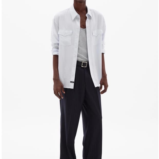 타일레 스트라이프 네이비 팬츠 새상품팝니다