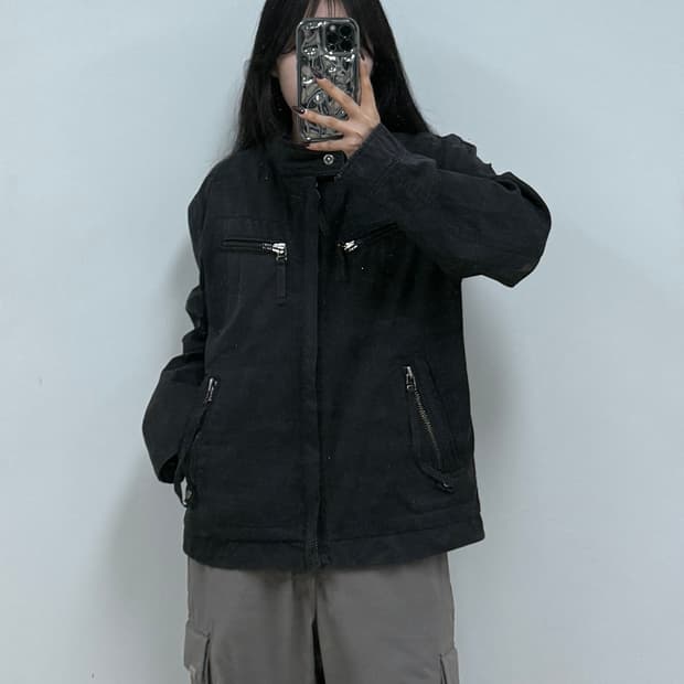 빈티지 바이커자켓 블랙 E15