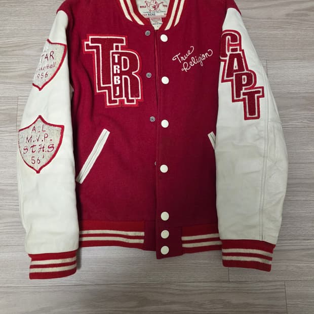 트루릴리젼 가죽 바시티자켓 L