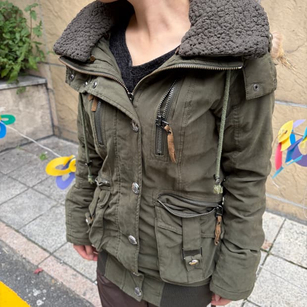 Sword fish 락펑크 실버 메탈 카고 야상 자켓 