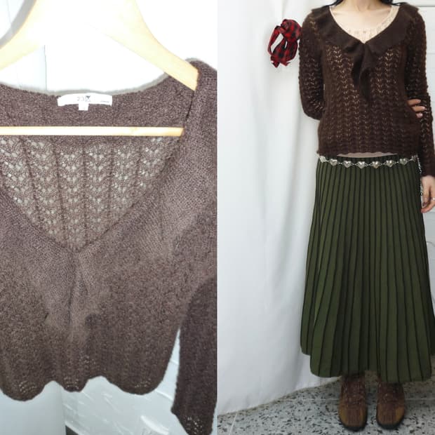 mocha frill knit