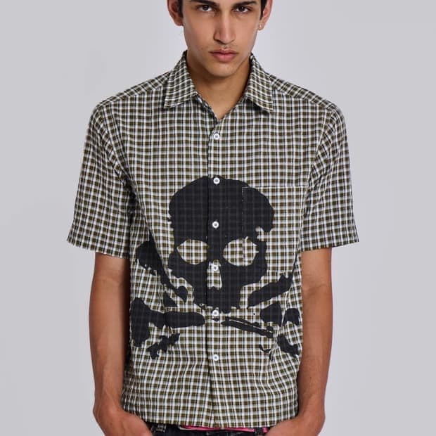 제이디드런던 jaded london skull check shirt