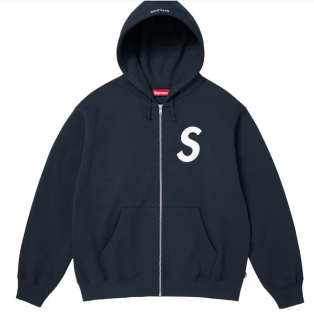 슈프림 S로고 후드집업 네이비 M 새상품