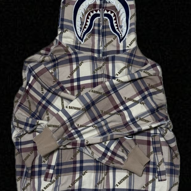 베이프 체크 후드집업 Bape Check Hoody