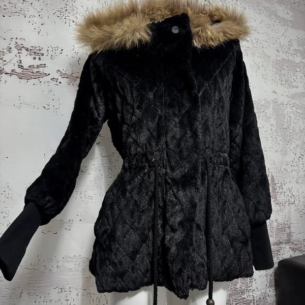 Quilted Fur-Trim Hooded Jacket