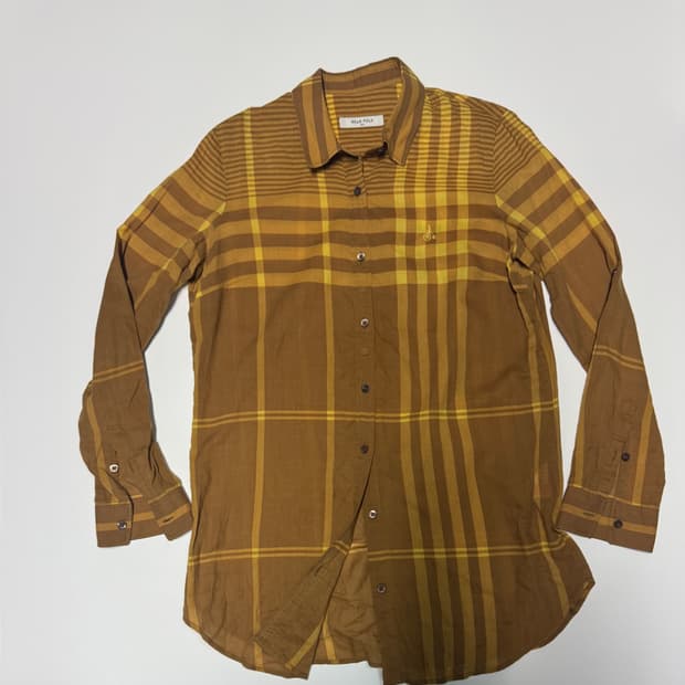 빈폴 브라운 체크 긴팔 셔츠 M