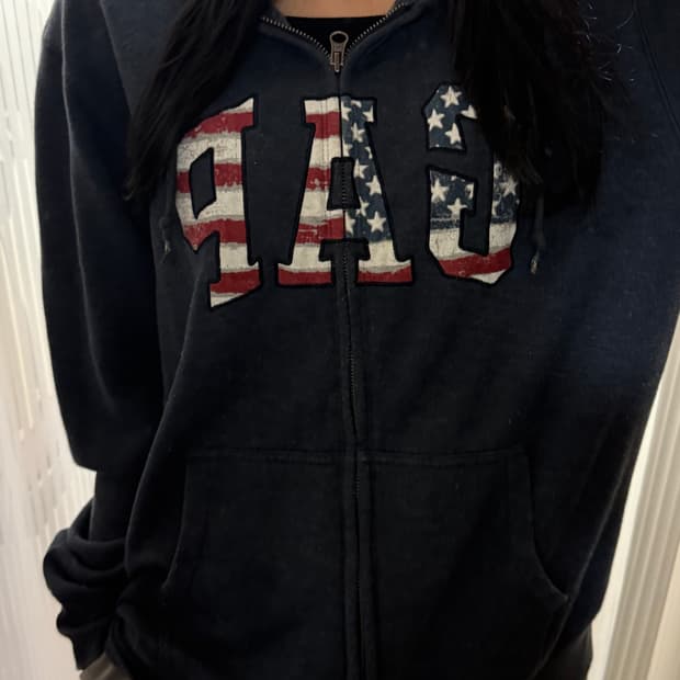 갭 네이비 성조기 후드집업 L
