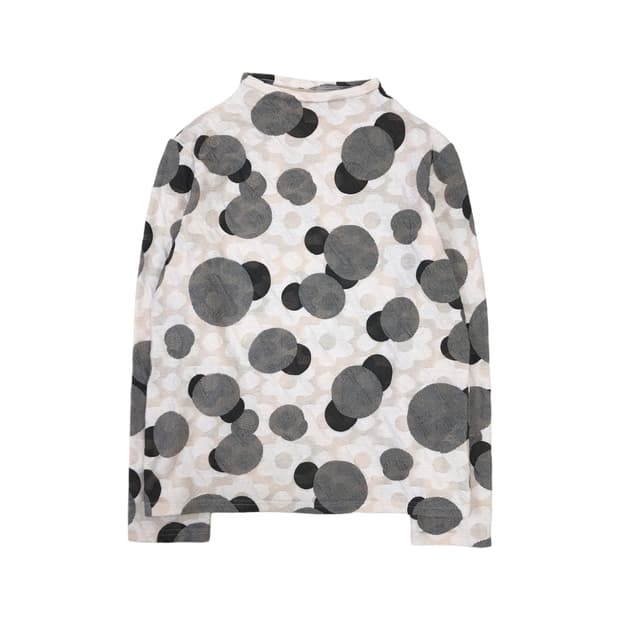 플라워 도트 터틀넥 목폴라 티셔츠