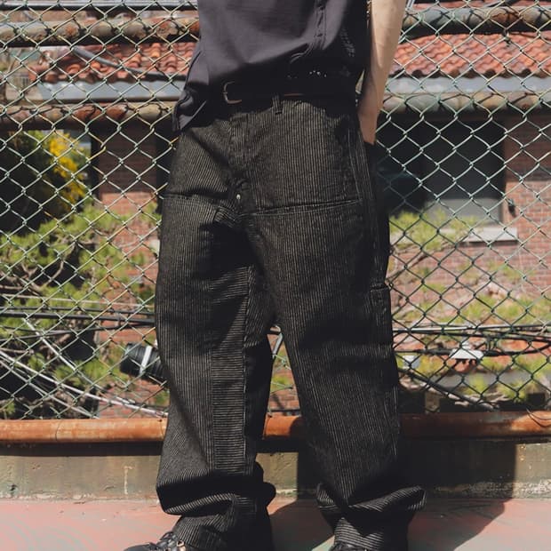 Stripe denim pants / Black
