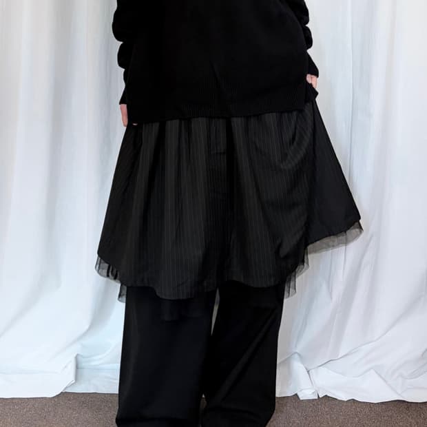 Reversible Sheer Midi Skirt - Black