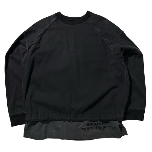 준지 피그먼트 데님 레이어드 맨투맨