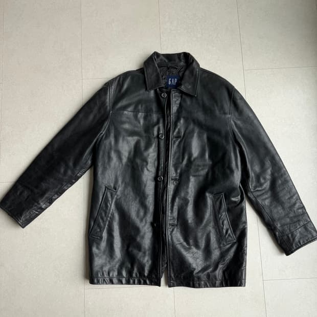 Gap 올드갭 블랙 레더 카코트 M