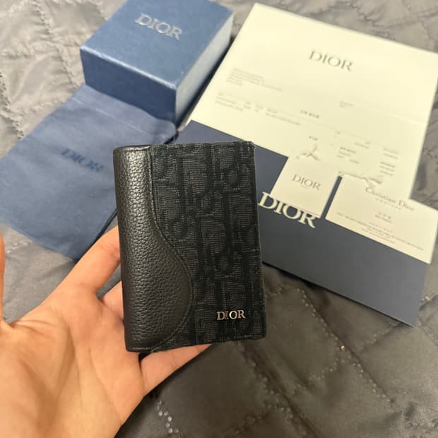 디올 25SS 오블리크 자카드 새들 오거나이저 블랙 