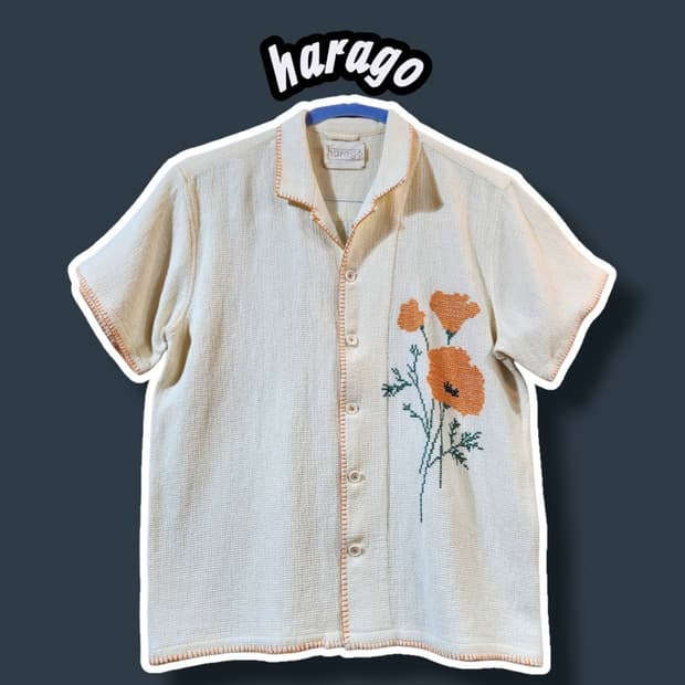 M/ harago 하라고 자수 반팔 셔츠 /0608