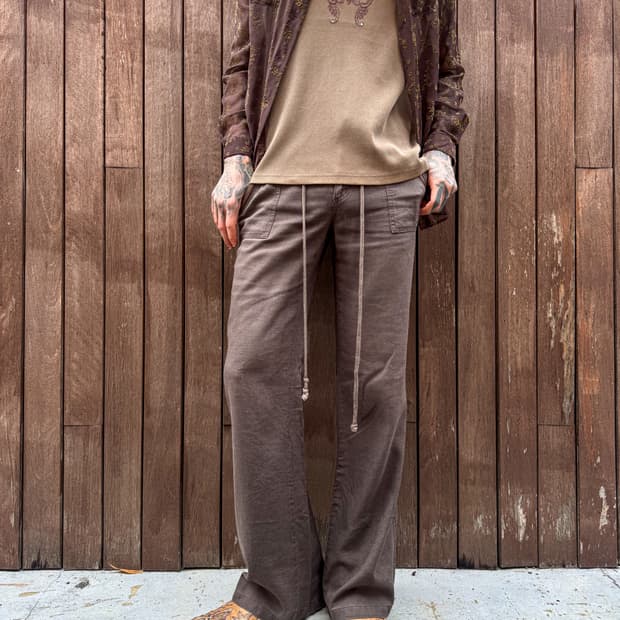 Brown Flare Linen Pants