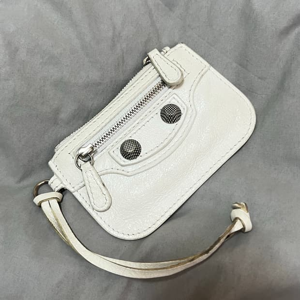 발렌시아가 르카골 레더 카드 지갑 화이트