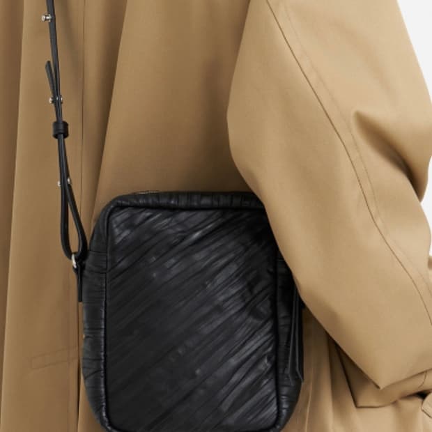 creased mini leather bag