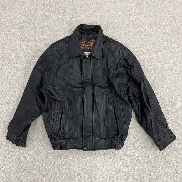 [95] WISSEN 빈티지 블랙 레더 봄버 라이더 자켓 0106M1