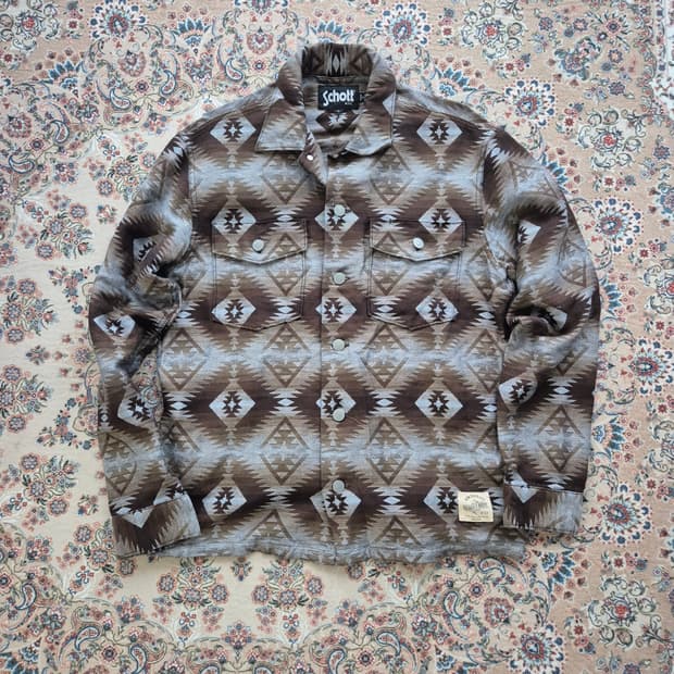 일본 제조 쇼트 나바호 패턴 셔츠