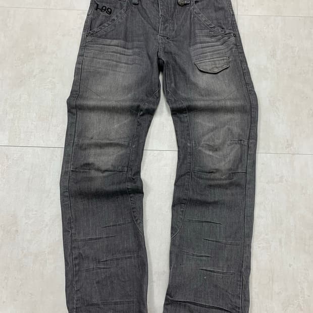 흑청 데님 스트라이트 팬츠 #384