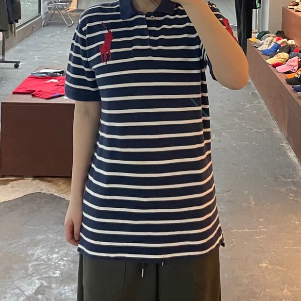 폴로 랄프로렌 빅포니 스트라이프 카라 반팔 H2572