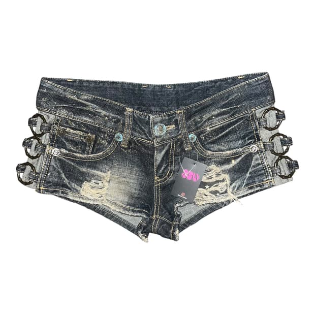 d.i.a 다이아 링 금색글리터 데미지 데님 숏팬츠 갸루y2k펑크