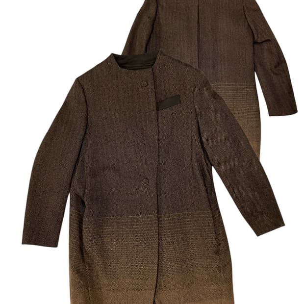 KUHO 헤링본 그라데이션 롱 코트 S