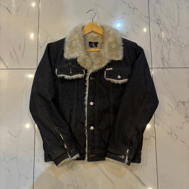 캘빈클라인 양털 흑청자켓 하이넥 자켓 