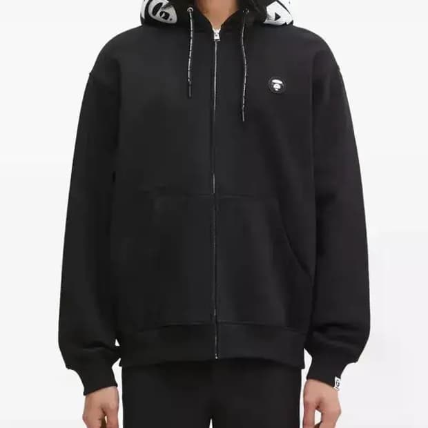 AAPE Logo-Patch zip hoodie 후드 집업 블랙 XXL