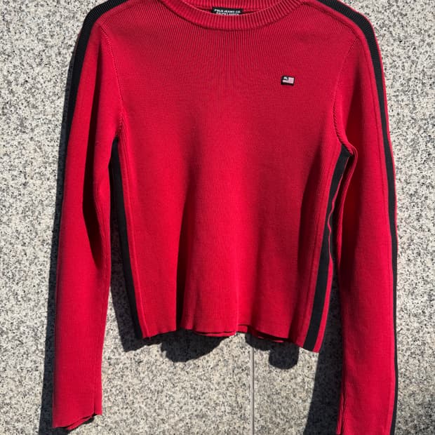 90s Polo Jeans RL 랄프로렌 레드 니트