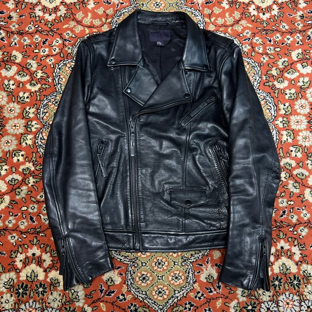 [42R] H&M 프리미엄 카우하이드 더블 라이더 가죽자켓