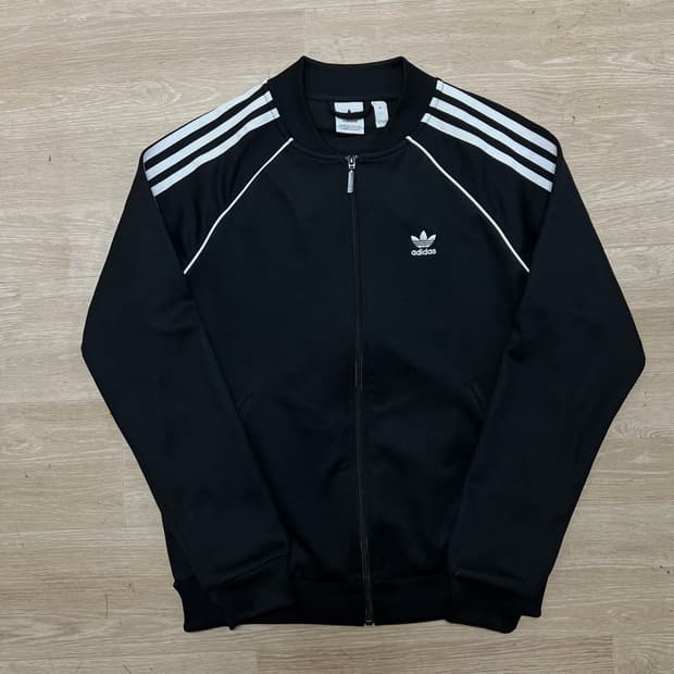 아디다스 여성 트레포일 로고 슈퍼스타 져지 트랙탑 자켓 [블랙] M/95