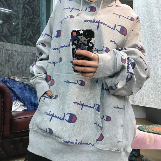 챔피온 리버스위브 스트릿 프린팅 후드티 