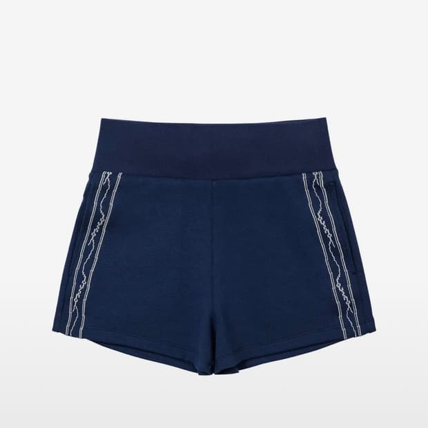 웰빙익스프레스 Embroidered Track Shorts Navy