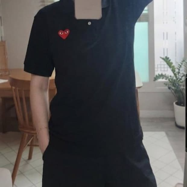 꼼데가르송 플레이 카라 반팔티 블랙S
