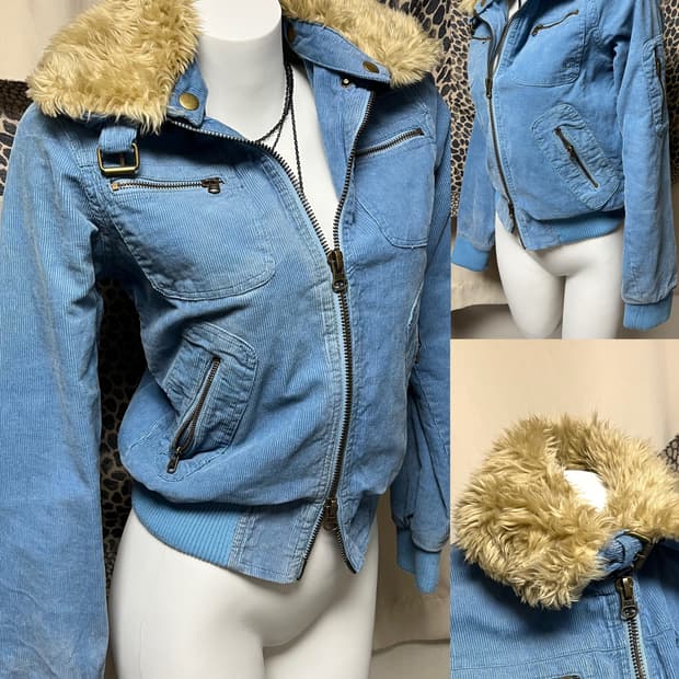 왕관 퍼 트리밍 코듀로이 자켓