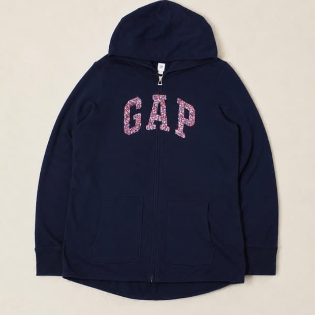 GAP 갭 파스텔 자수 네이비 후드집업