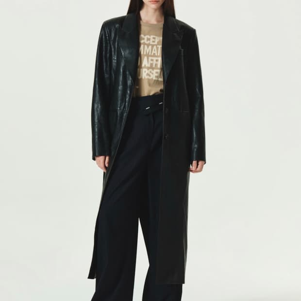 킴마틴 레더 롱 코트 S