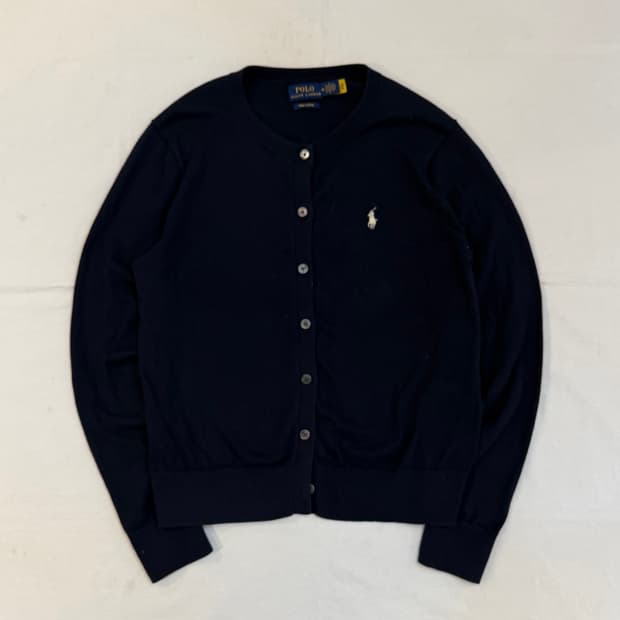 폴로 랄프로렌 큐알탭 라운드넥 니트 네이비