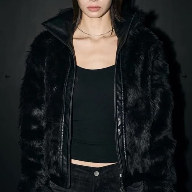 보헤미안서울 하이넥 투웨이 레더 퍼자켓 블랙