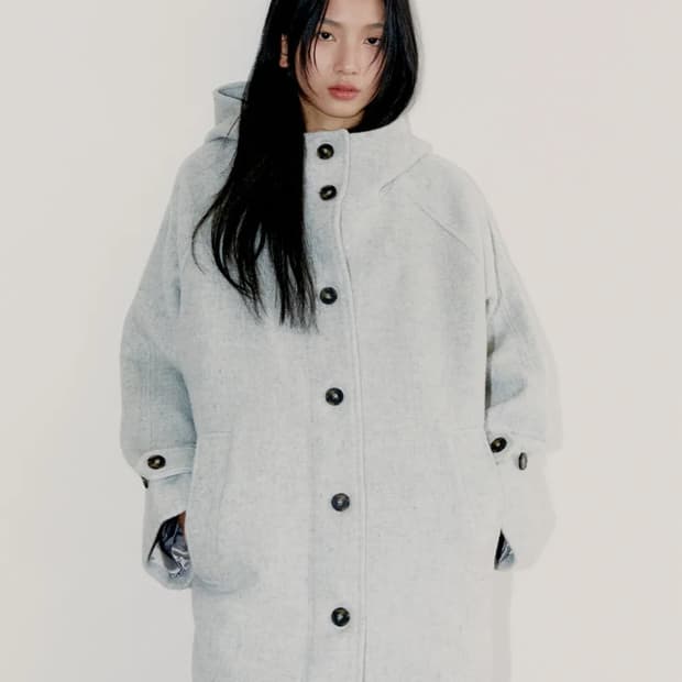 오피쉬 울 하프 코트 그레이 새상품