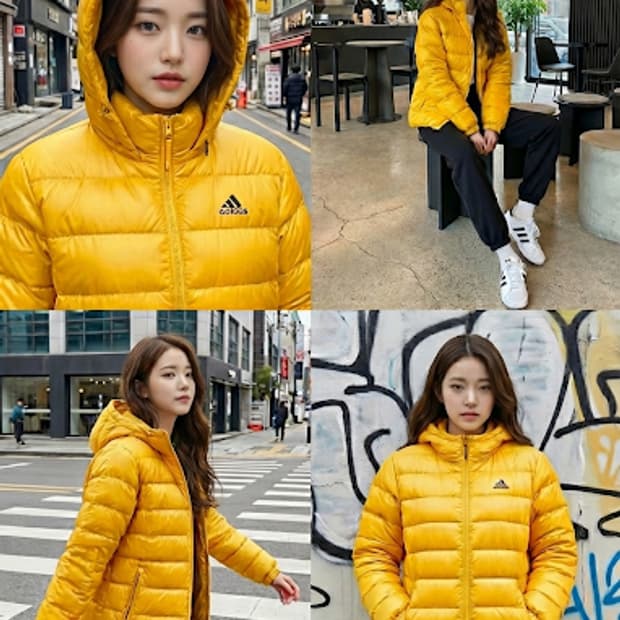 [아디다스] 빈티지 머스타드 옐로우 구스다운 숏패딩 XL(105)